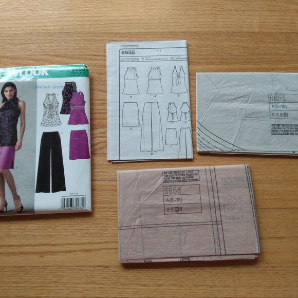Sleeveless Top Skirt Pants Sewing Pattern Size 6-16 New Look 6655 UNCUT - Picture 7 of 9